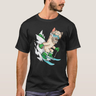 Cool Ski Trip Alpaca The Skis Funny Animal Pun Ski T-Shirt