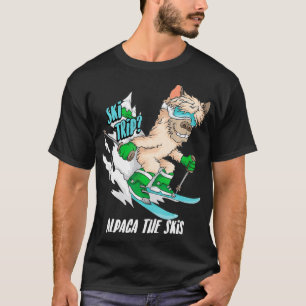 Cool Ski Trip Alpaca The Skis Funny Animal Pun Ski T-Shirt