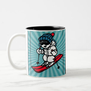 Cool Skier skiing lover skiing gift for skier Two-Tone Coffee Mug
