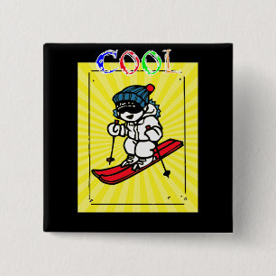 Cool Skier Skiing lovers skiing gift skiing 15 Cm Square Badge