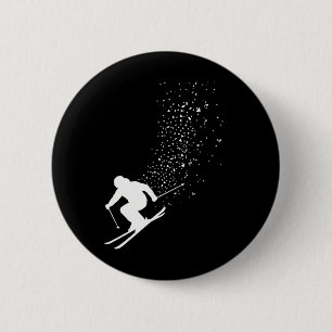 Cool Skier Winter Sports Fan Mountain Skiing Lover 6 Cm Round Badge