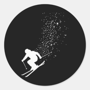 Cool Skier Winter Sports Fan Mountain Skiing Lover Classic Round Sticker