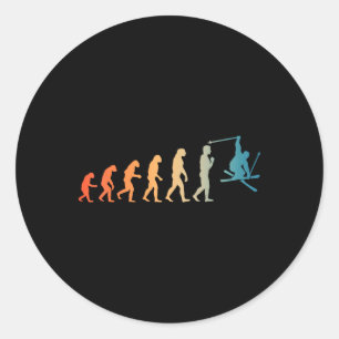 Cool Skiing Art For Men Women Skiing Themed Ski Lo Classic Round Sticker