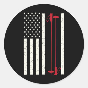 Cool Skiing Art For Men Women Skiing Themed Ski Lo Classic Round Sticker