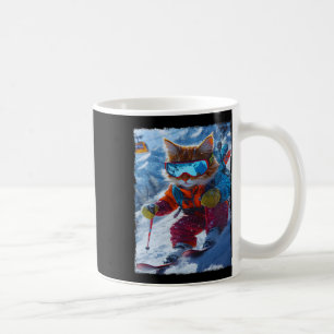 Cool Skiing Cat Funny Winter Snow Mountain Adventu Coffee Mug
