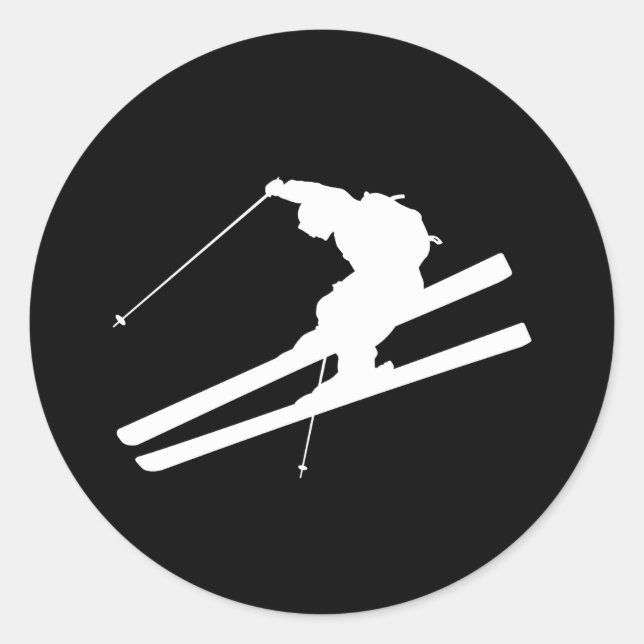 Cool skiing classic round sticker (Front)