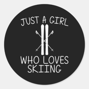 Cool Skiing For Girls Kids Ski Skier Snowboard Win Classic Round Sticker