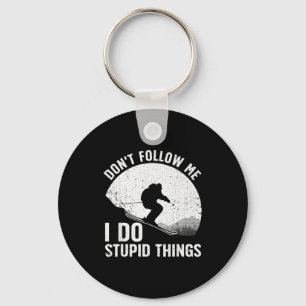Cool skiing for men women snow skier winter ski key ring