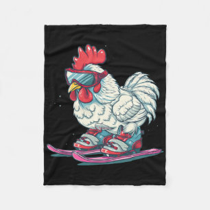 Cool Skiing Shoes With Chicken For Boys And Girls  Fleece Blanket