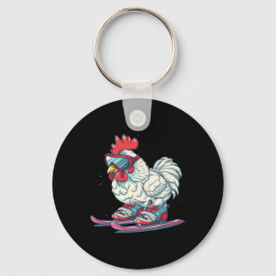 Cool Skiing Shoes With Chicken For Boys And Girls Key Ring