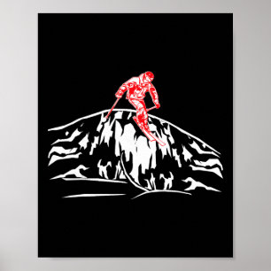 Cool Skiing Skis Downhill Mountain Adventure Skier Poster