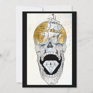 cool skull art holiday card