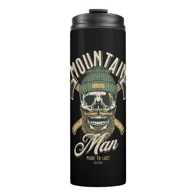 Cool skull design; nature; mountains; camping; dad thermal tumbler (Front)