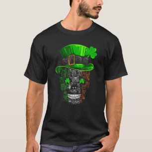 Cool Skull Leprechaun St Patrick's Day Skull Cats T-Shirt