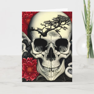 Cool Skull, Trees,Flowers All Occasions Greeting Card