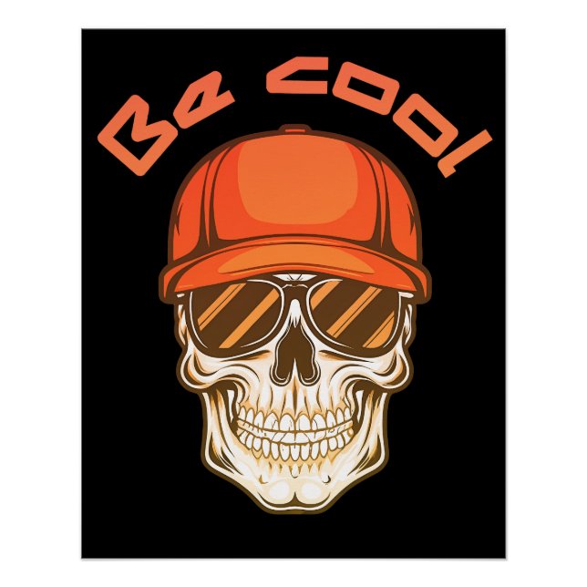 Cool Skull with Cap and Sunglasses Poster (Front)