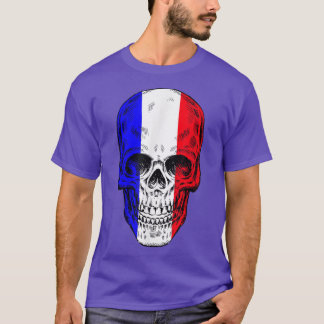 Cool Skull with French Flag T-Shirt