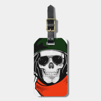 cool skull with sunglasses and helmet luggage tag