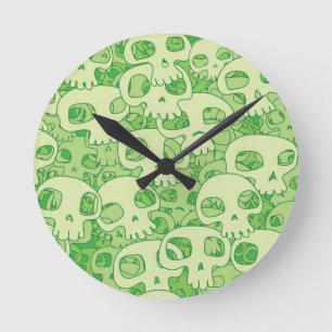 Cool skulls round clock