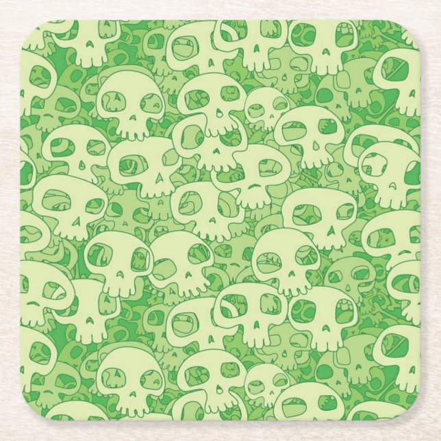 Cool skulls square paper coaster (Front)