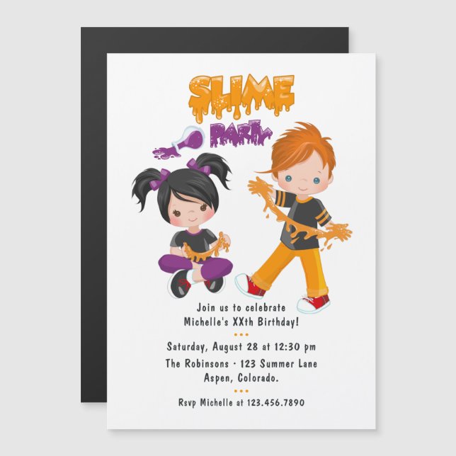 Cool Slime Party Birthday Magnetic Invitation (Front/Back)