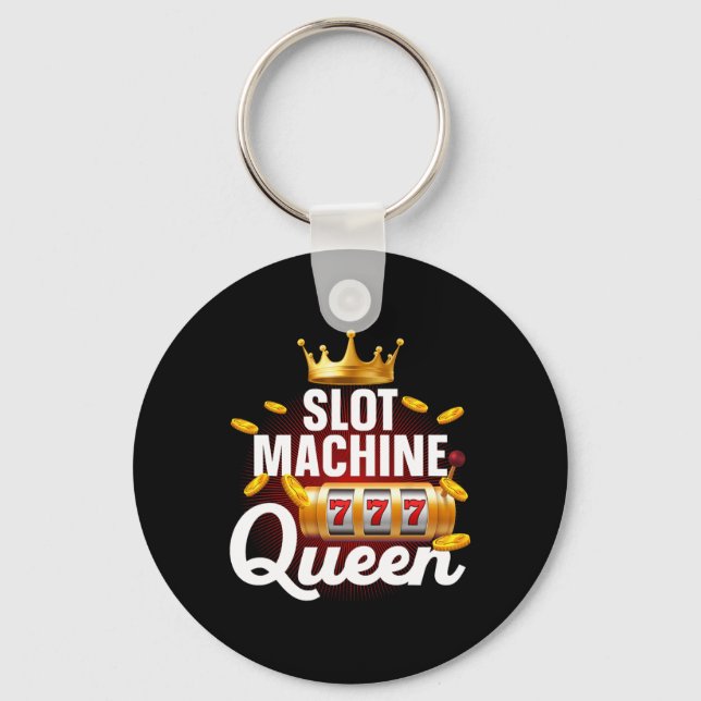 Cool Slot Machine Queen Art For Women Girls Casino Key Ring (Front)