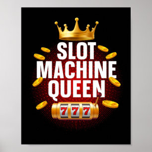 Cool Slot Machine Queen Art For Women Girls Casino Poster