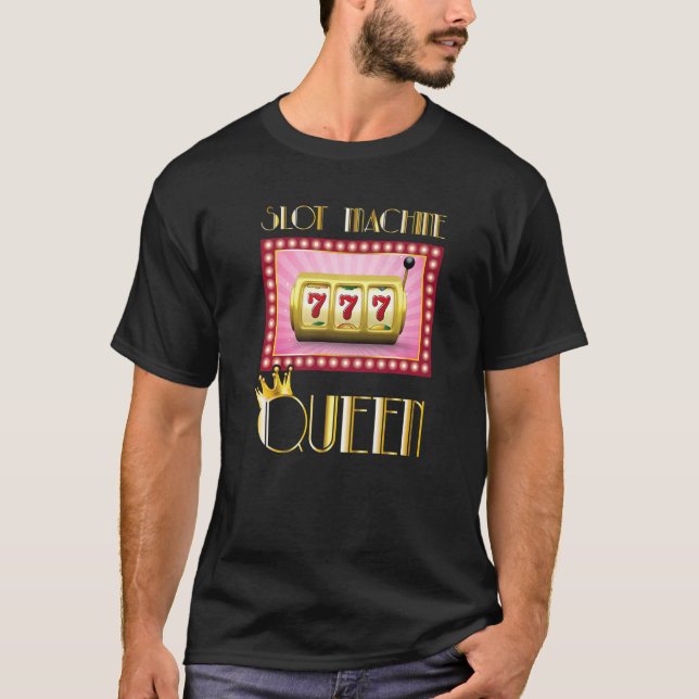 Cool Slot Machine Queen Present Casino Card Games T-Shirt (Front)