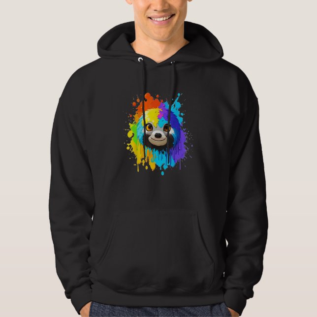 Cool Sloth Cute Colourful Splash Sloth Hoodie (Front)