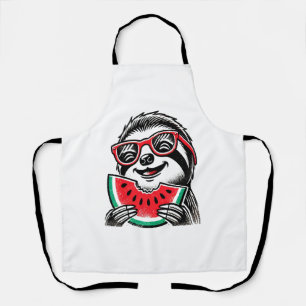 Cool Sloth Eating Watermelon Apron