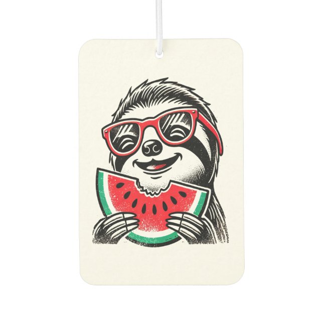 Cool Sloth Eating Watermelon Car Air Freshener (Front)