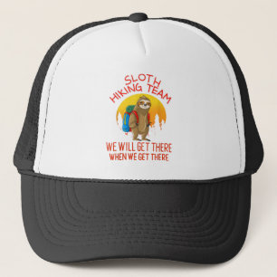 Cool Sloth Hiking Team Funny Lazy Backpacking Squ Trucker Hat