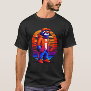 Cool Sloth Modern Urban Style Sunset Retro Art T-Shirt