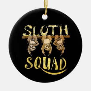 Cool Sloth Squad – Funny Lazy Animal Lover Design Ceramic Ornament