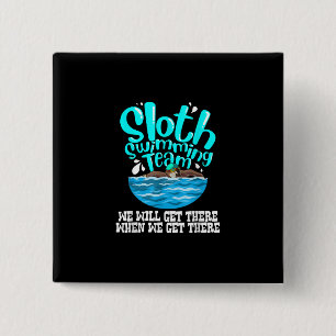 Cool Sloth Swimming Team Funny Animal Swimmer 15 Cm Square Badge