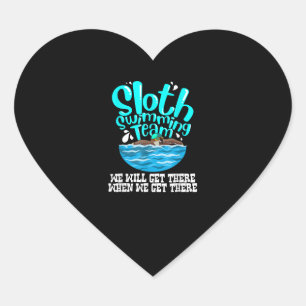 Cool Sloth Swimming Team Funny Animal Swimmer Heart Sticker
