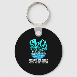 Cool Sloth Swimming Team Funny Animal Swimmer Key Ring
