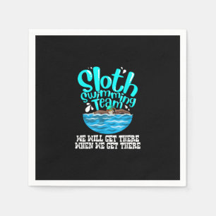 Cool Sloth Swimming Team Funny Animal Swimmer Napkin