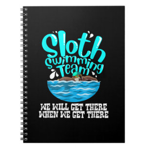 Cool Sloth Swimming Team  Funny Animal Swimmer Notebook
