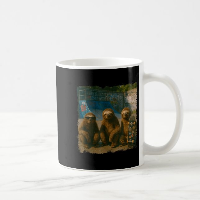 Cool Sloths Skatepark Vintage Photo  Coffee Mug (Right)
