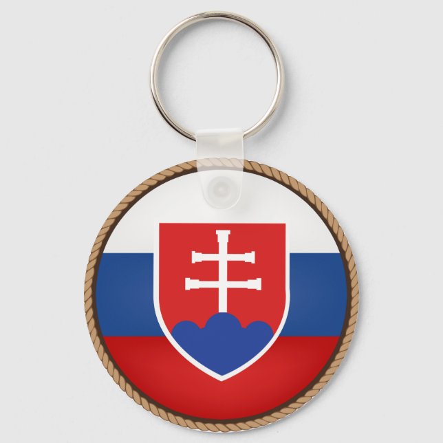 Cool Slovakia Flag Seal Key Ring (Front)