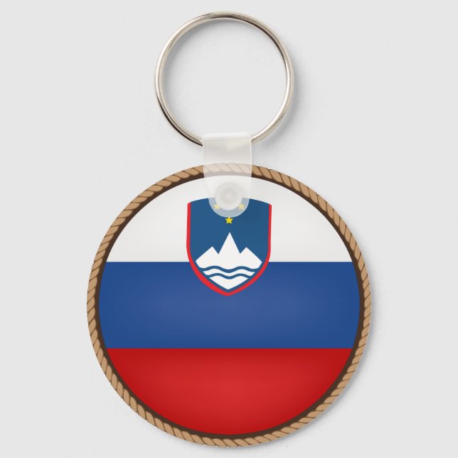 Cool Slovenia Flag Seal Key Ring (Front)