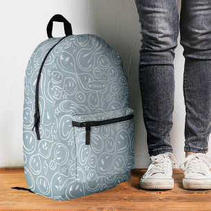 Cool Smile Blue Smiling Face Stylish Printed Backpack
