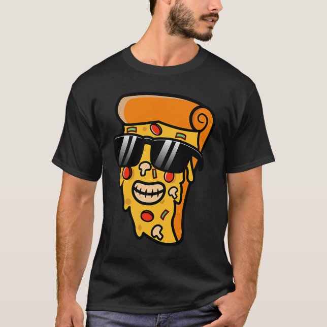 COOL SMILED PIZZA SLICE WEARING GLASSES T-Shirt (Front)