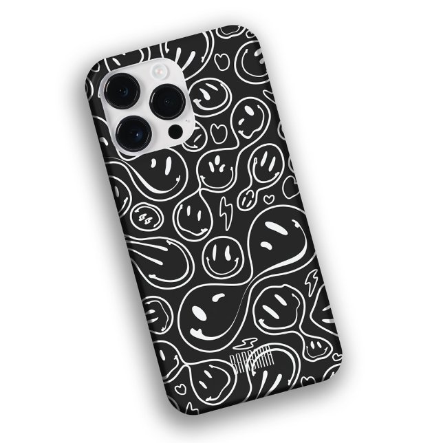 Cool Smiling Face Melting Smile Pattern BW Case-Mate iPhone Case (Creator Uploaded)