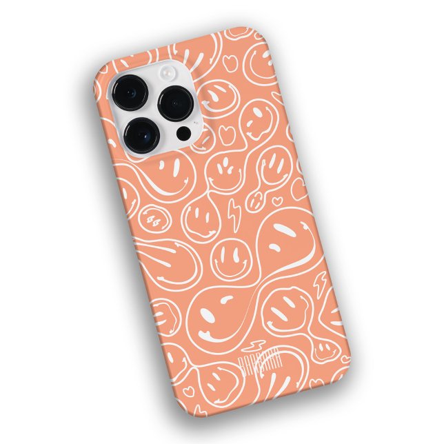 Cool Smiling Face Melting Smile Pattern Coral Case-Mate iPhone Case (Creator Uploaded)