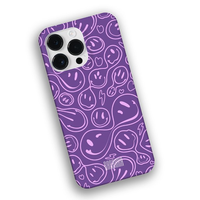 Cool Smiling Face Melting Smile Pattern Lavender Case-Mate iPhone Case (Creator Uploaded)