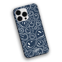 Cool Smiling Face Melting Smile Pattern Navy Blue