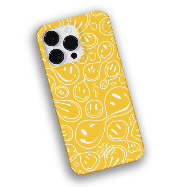 Cool Smiling Face Melting Smile Pattern yellow Case-Mate iPhone Case (Creator Uploaded)