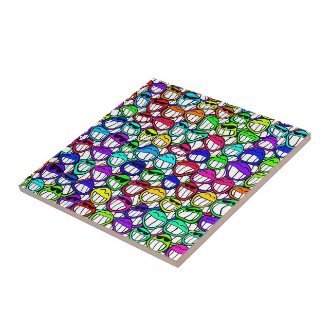 COOL SMILING FACES GROUP CERAMIC TILE (Side)
